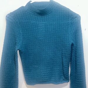Teal Textured Long Sleeve Sweater